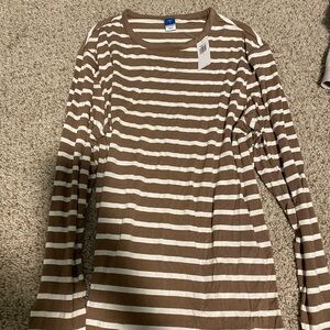 Old Navy Classic Brown and White Striped Tee